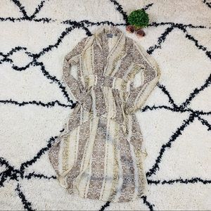 Snake print V-neck  button dress